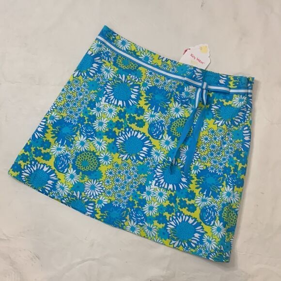 Key West Sz 8 Woman’s Summer Skirt Blue Yellow White Floral Side Zipper Lined - Picture 2 of 10